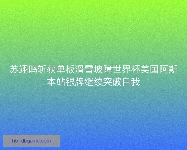 苏翊鸣斩获单板滑雪坡障世界杯美国阿斯本站银牌继续突破自我 苏翊鸣斩获单板滑雪坡障世界杯美国阿斯本站银牌继续突破自我